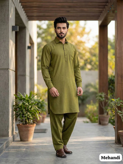 Inli Fashion's Premium Cotton Pathani Kurta & Salwar Set