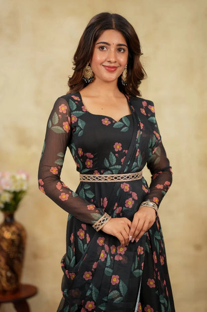 Vastra Creation's Premium Alfino Chiffon Saree Style Gown