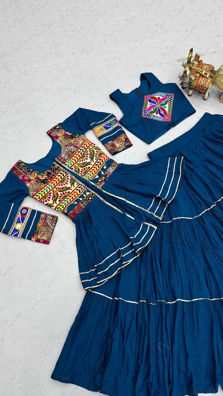 Shree Ram Creation Navratri Special Gamathi Work Lehenga Choli with Koti