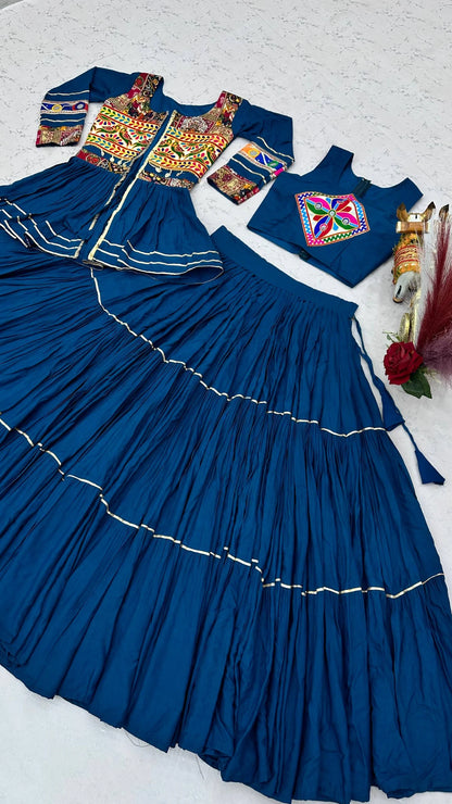 Shree Ram Creation Navratri Special Gamathi Work Lehenga Choli with Koti