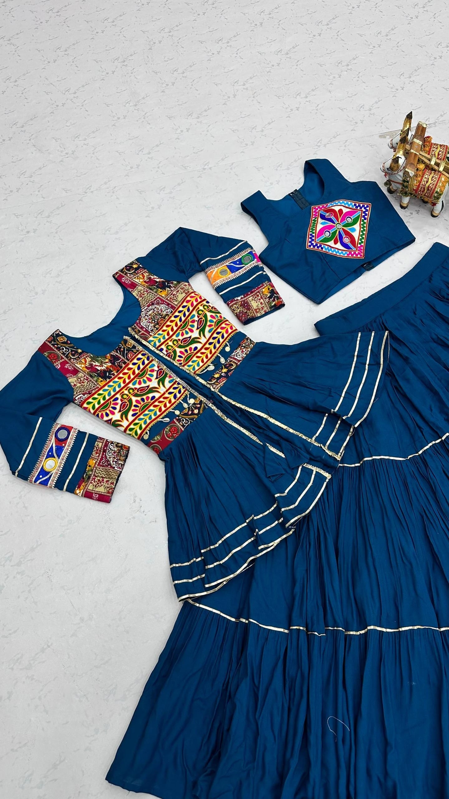 Shree Ram Creation Navratri Special Gamathi Work Lehenga Choli with Koti