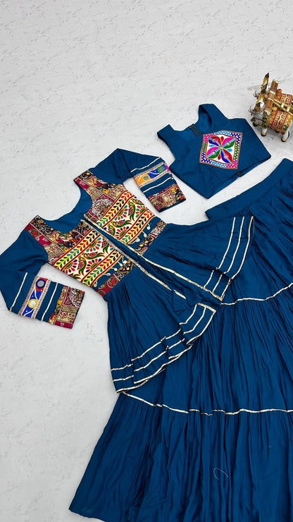 Shree Ram Creation Navratri Special Gamathi Work Lehenga Choli with Koti