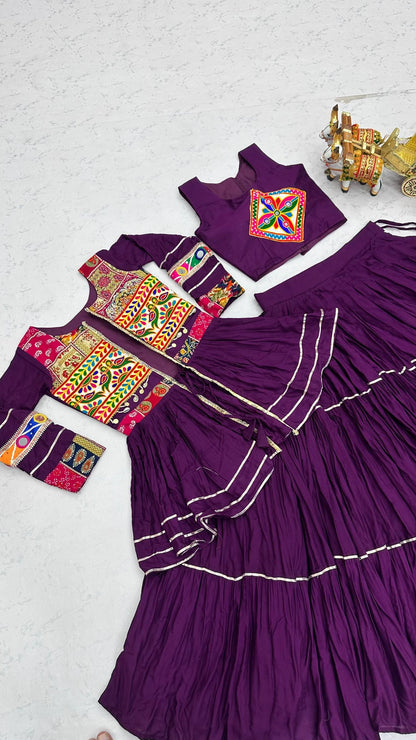 Shree Ram Creation Navratri Special Gamathi Work Lehenga Choli with Koti