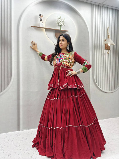 Shree Ram Creation Navratri Special Gamathi Work Lehenga Choli with Koti