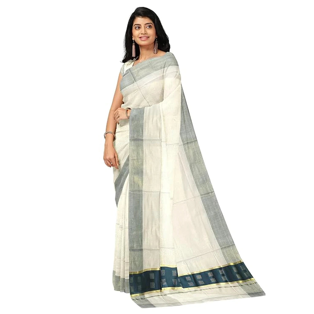 Kerala Kasavu Cotton Saree with Rich Pallu