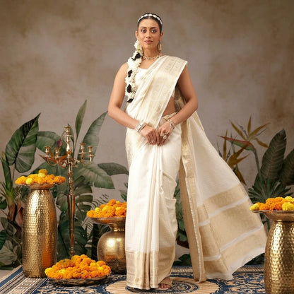 Onam Special Soft Silk Kasavu Saree with Zari Work