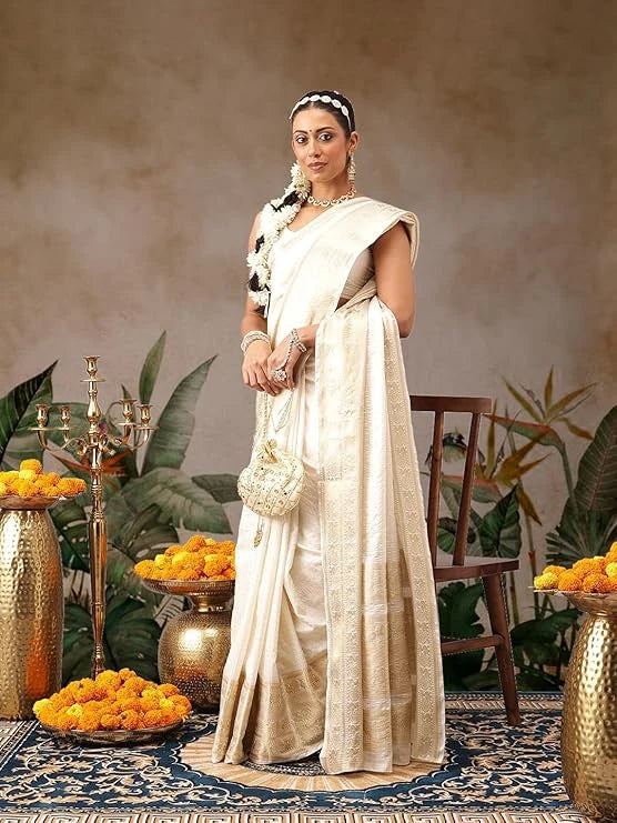 Onam Special Soft Silk Kasavu Saree with Zari Work