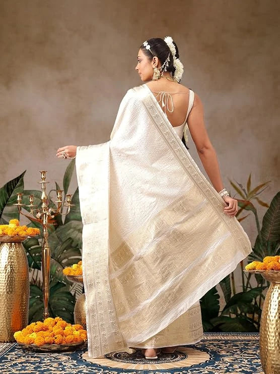 Onam Special Soft Silk Kasavu Saree with Zari Work