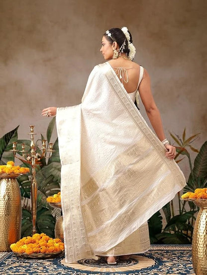 Onam Special Soft Silk Kasavu Saree with Zari Work