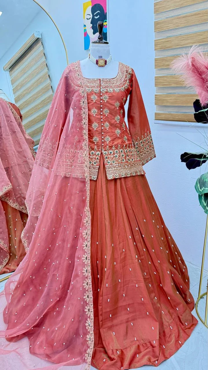 Vastra Creation's Designer Party Wear Top, Lehenga & Dupatta Set