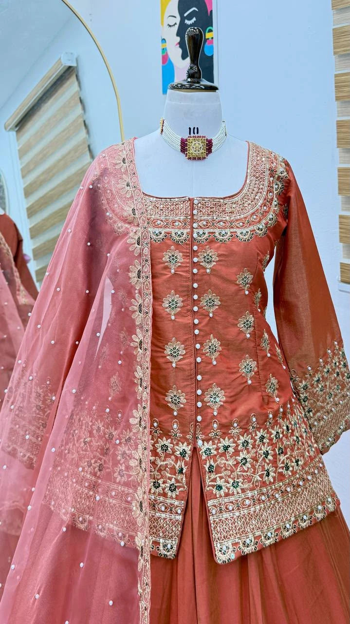 Vastra Creation's Designer Party Wear Top, Lehenga & Dupatta Set