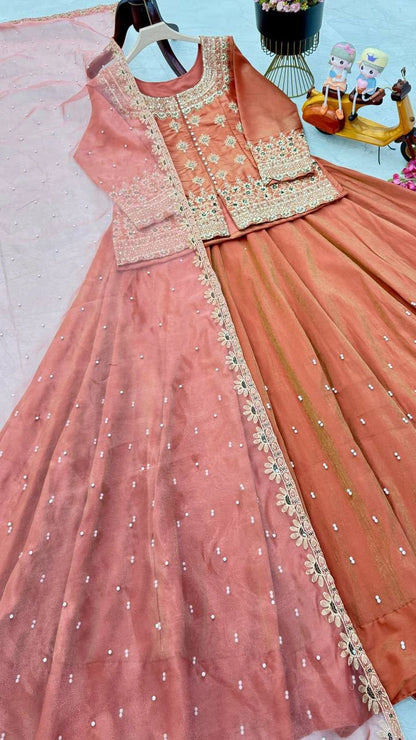 Vastra Creation's Designer Party Wear Top, Lehenga & Dupatta Set