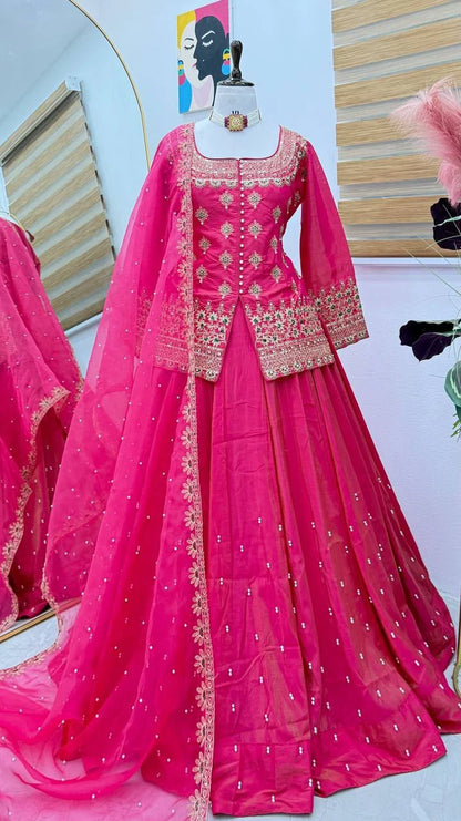 Vastra Creation's Designer Party Wear Top, Lehenga & Dupatta Set