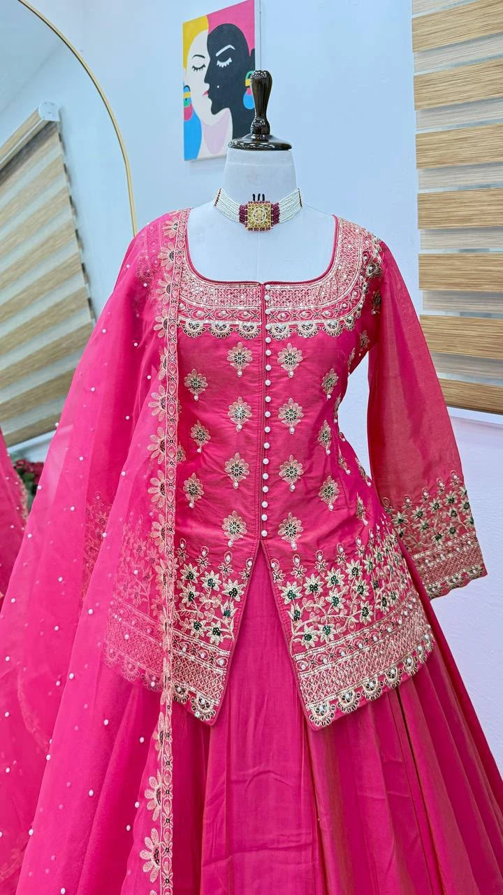 Vastra Creation's Designer Party Wear Top, Lehenga & Dupatta Set
