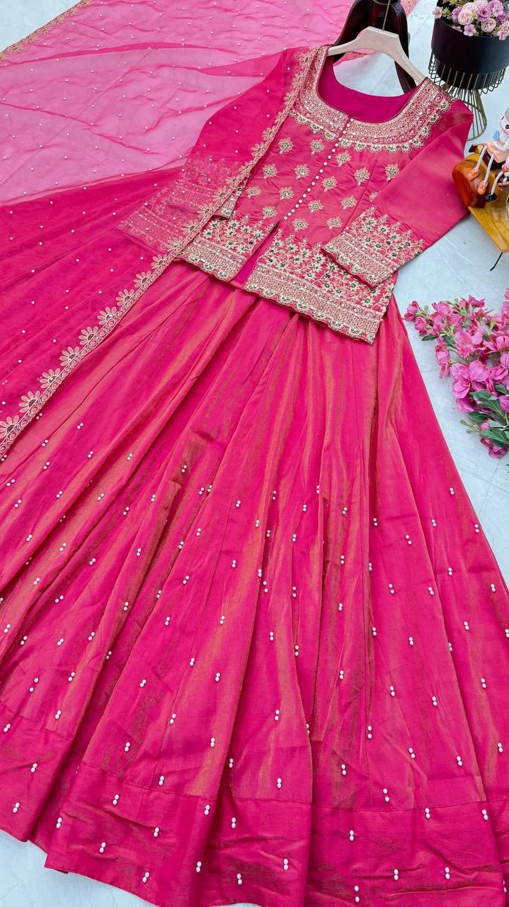 Vastra Creation's Designer Party Wear Top, Lehenga & Dupatta Set