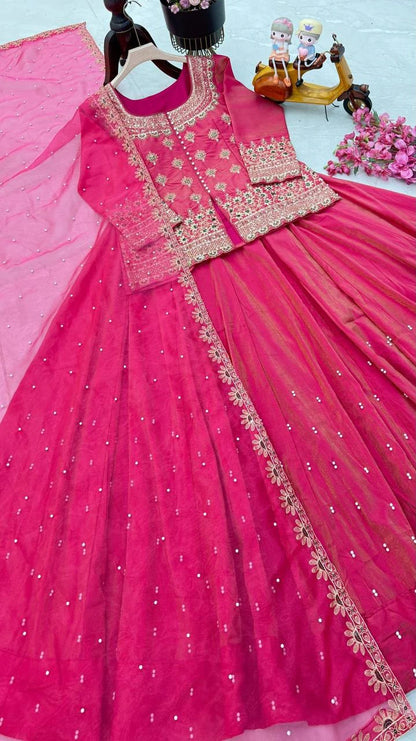 Vastra Creation's Designer Party Wear Top, Lehenga & Dupatta Set