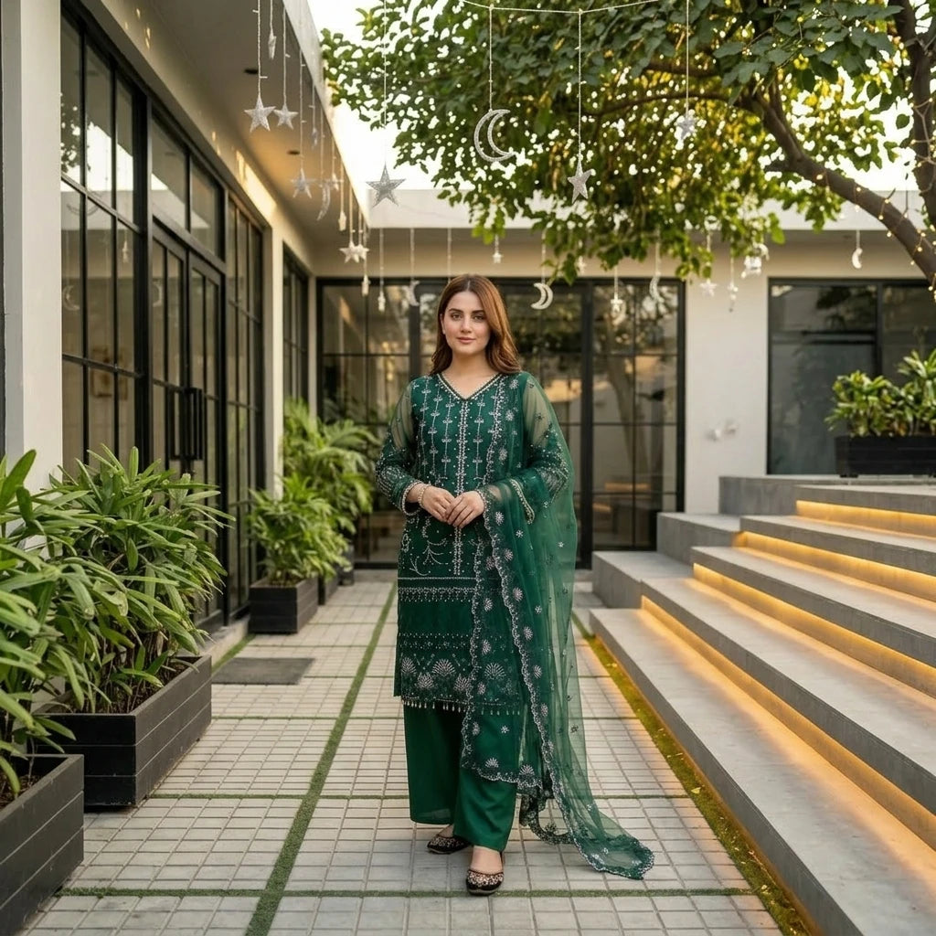 Desire Studio's Designer Heavy Soft Net Sharara Suit Set