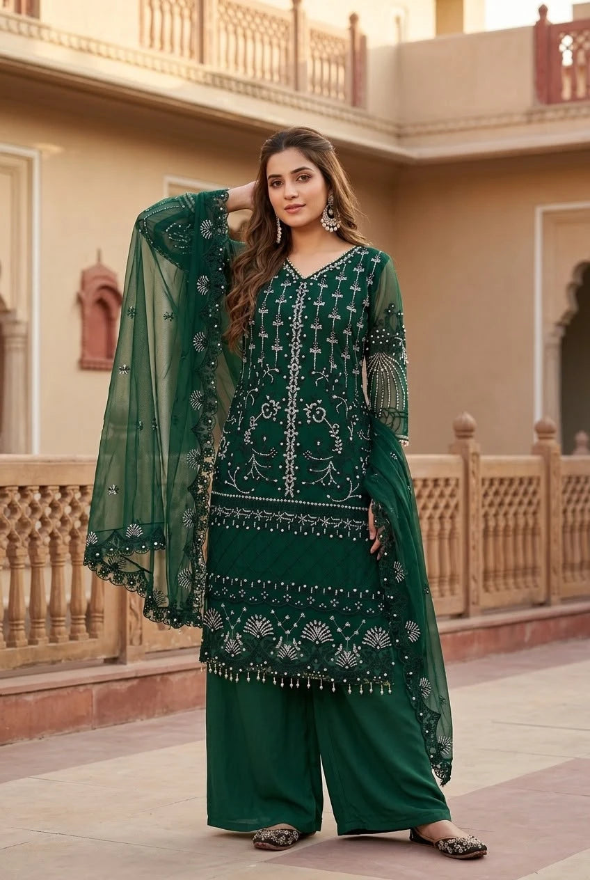 Desire Studio's Designer Heavy Soft Net Sharara Suit Set