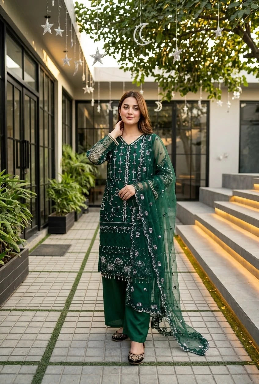 Desire Studio's Designer Heavy Soft Net Sharara Suit Set