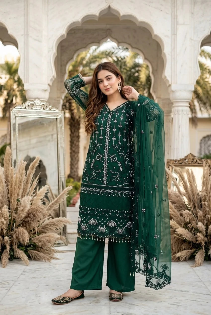 Desire Studio's Designer Heavy Soft Net Sharara Suit Set