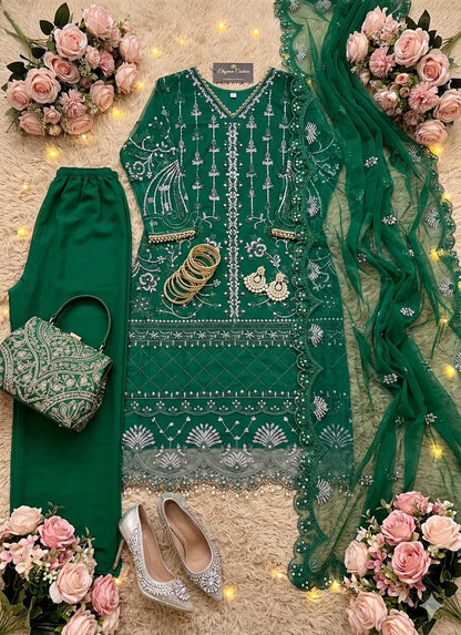 Desire Studio's Designer Heavy Soft Net Sharara Suit Set