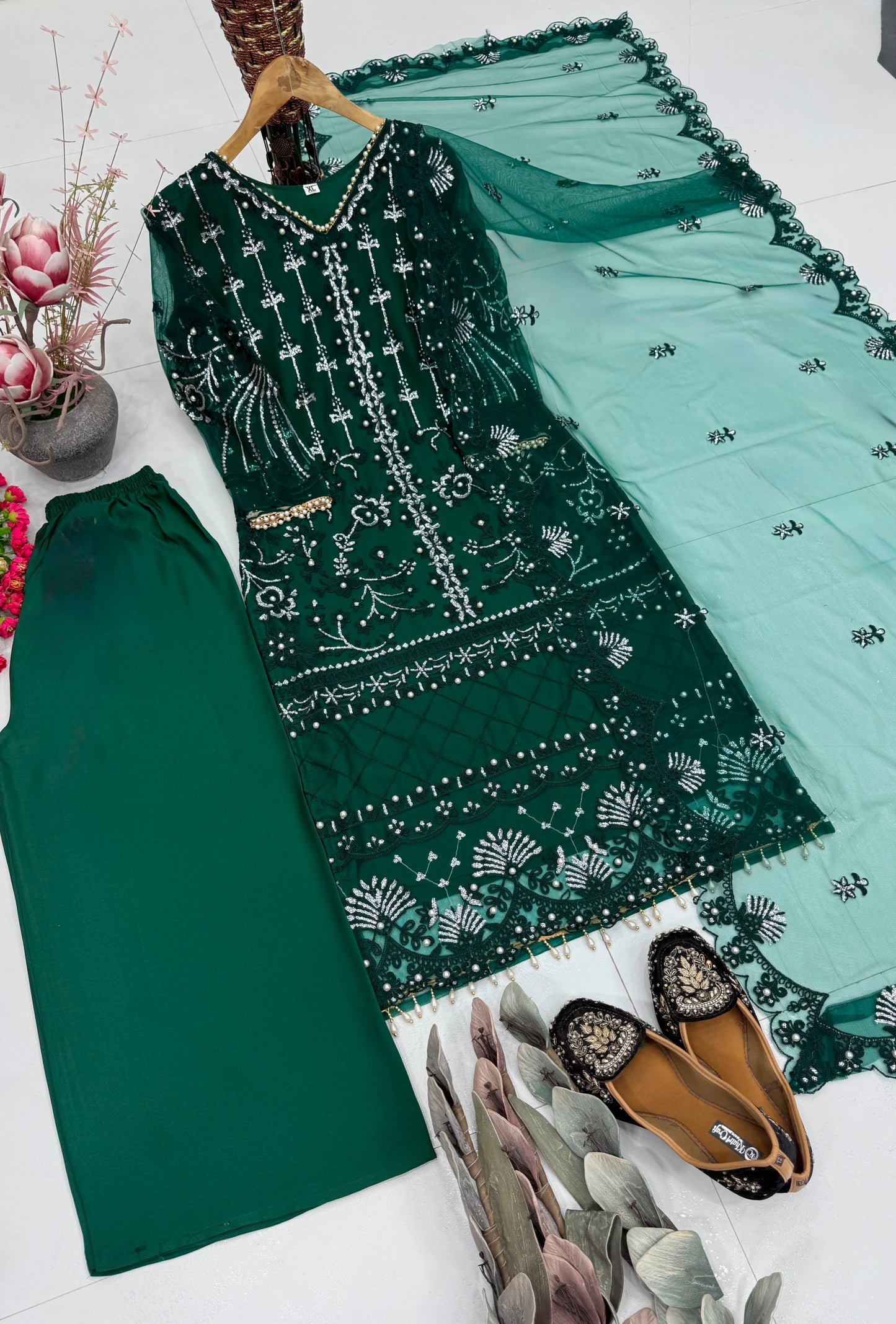 Desire Studio's Designer Heavy Soft Net Sharara Suit Set