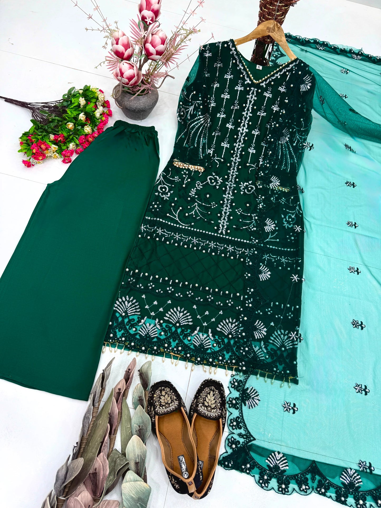 Desire Studio's Designer Heavy Soft Net Sharara Suit Set