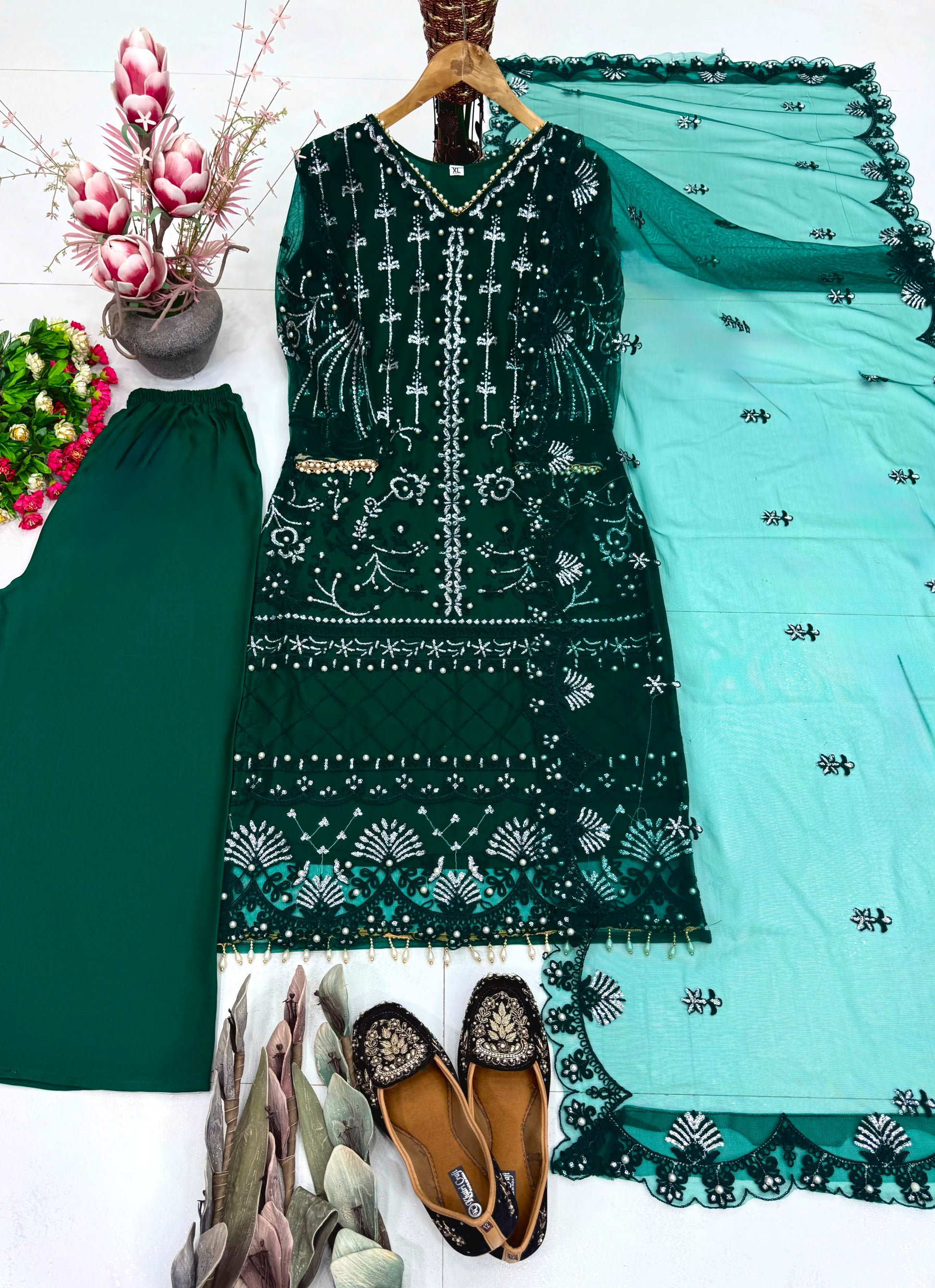 Desire Studio's Designer Heavy Soft Net Sharara Suit Set