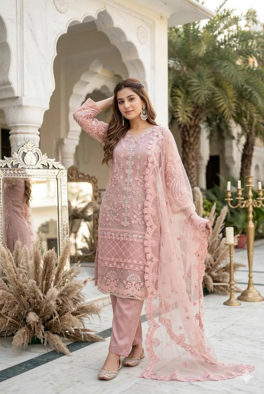 Desire Studio's Designer Heavy Soft Net Sharara Suit Set