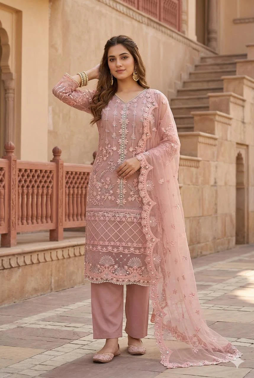 Desire Studio's Designer Heavy Soft Net Sharara Suit Set