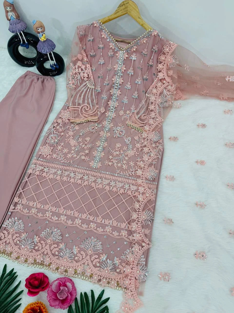 Desire Studio's Designer Heavy Soft Net Sharara Suit Set
