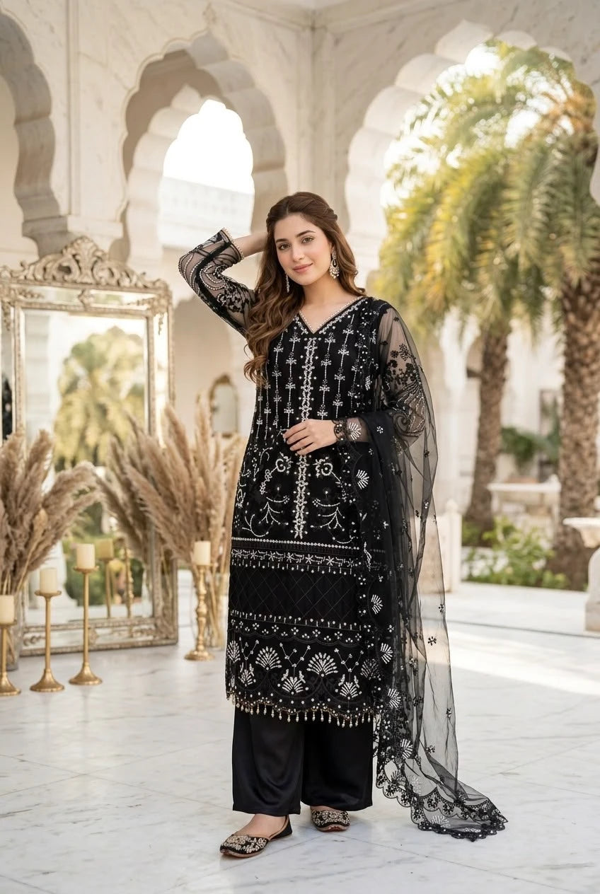 Desire Studio's Designer Heavy Soft Net Sharara Suit Set