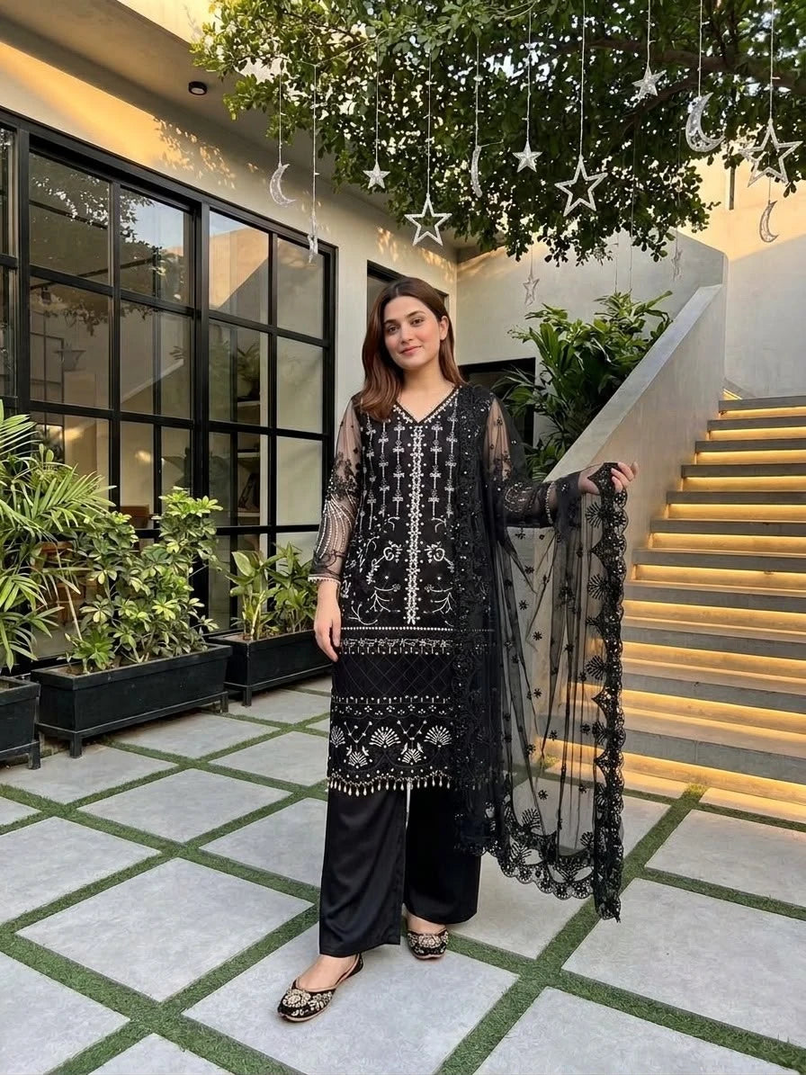 Desire Studio's Designer Heavy Soft Net Sharara Suit Set