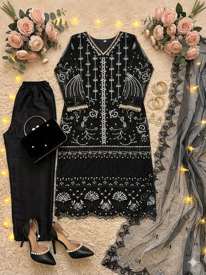 Desire Studio's Designer Heavy Soft Net Sharara Suit Set