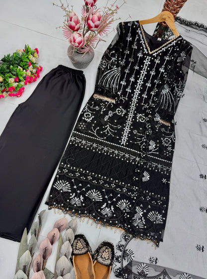 Desire Studio's Designer Heavy Soft Net Sharara Suit Set