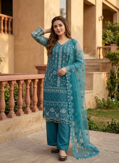 Desire Studio's Designer Heavy Soft Net Sharara Suit Set