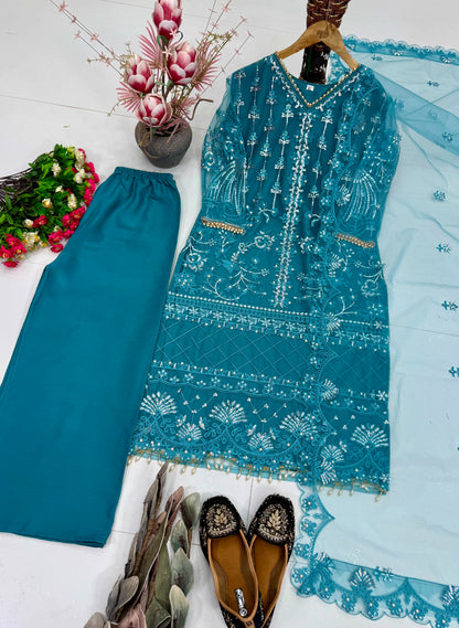 Desire Studio's Designer Heavy Soft Net Sharara Suit Set