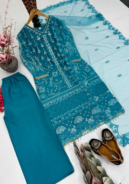 Desire Studio's Designer Heavy Soft Net Sharara Suit Set