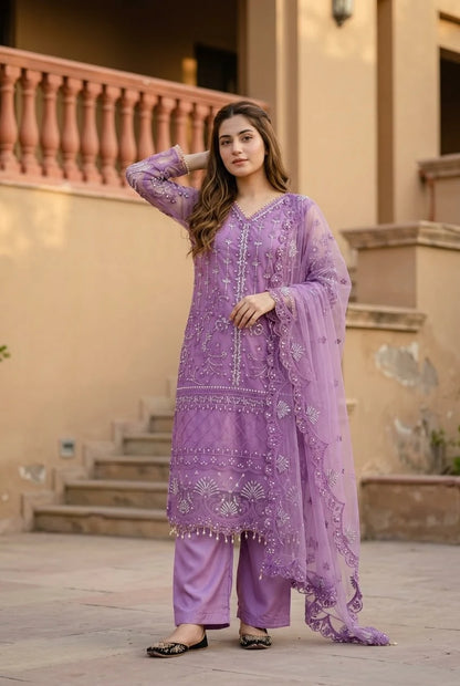 Desire Studio's Designer Heavy Soft Net Sharara Suit Set