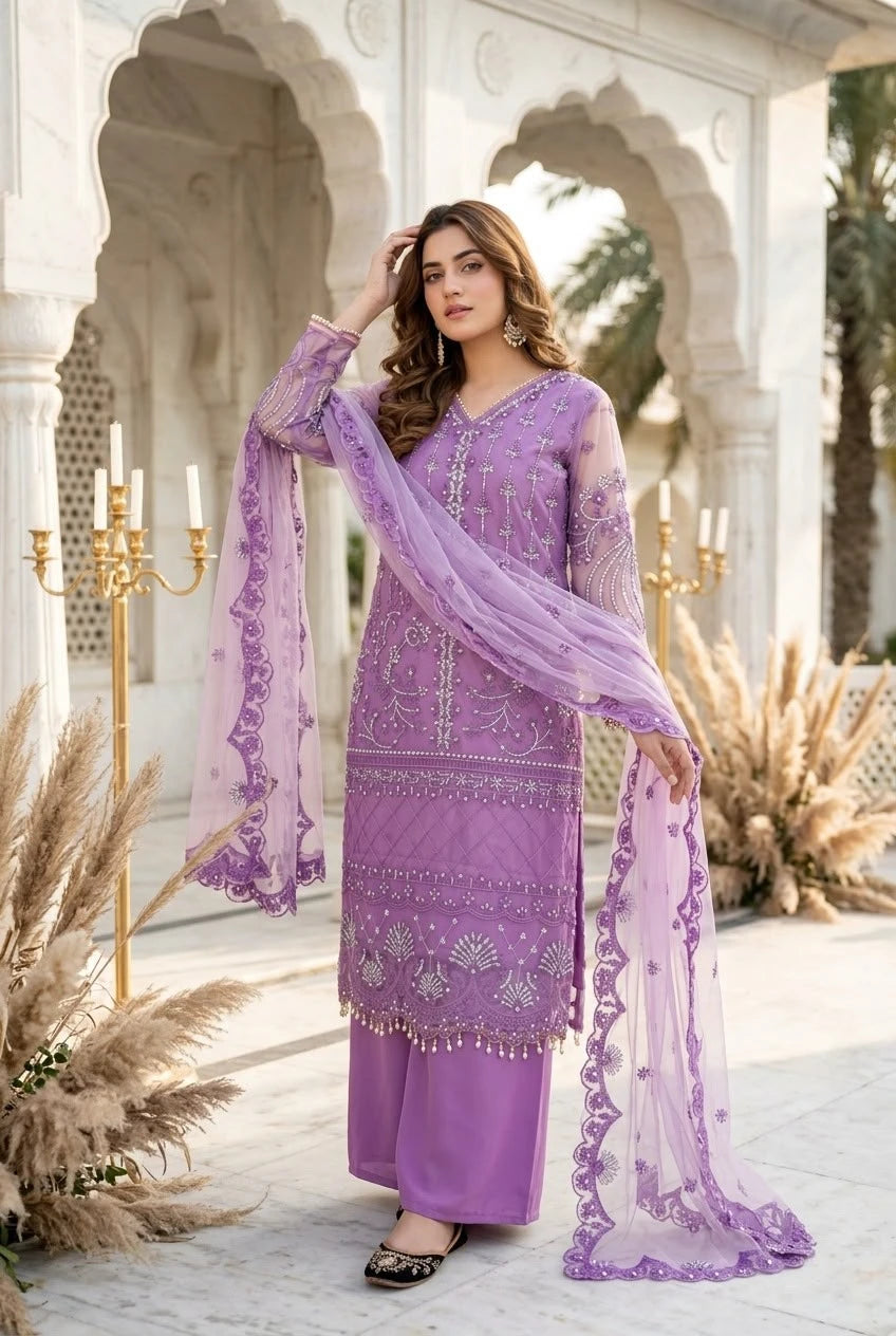 Desire Studio's Designer Heavy Soft Net Sharara Suit Set