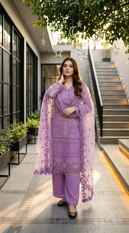 Desire Studio's Designer Heavy Soft Net Sharara Suit Set