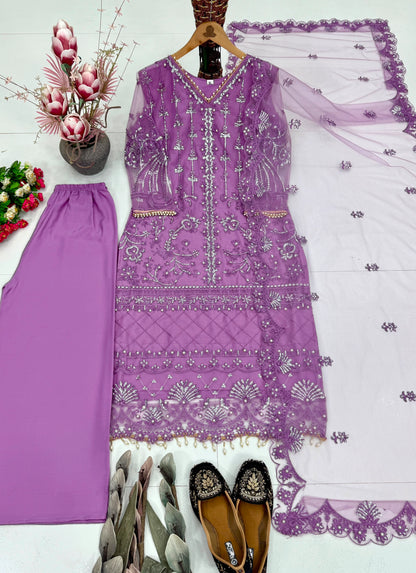 Desire Studio's Designer Heavy Soft Net Sharara Suit Set