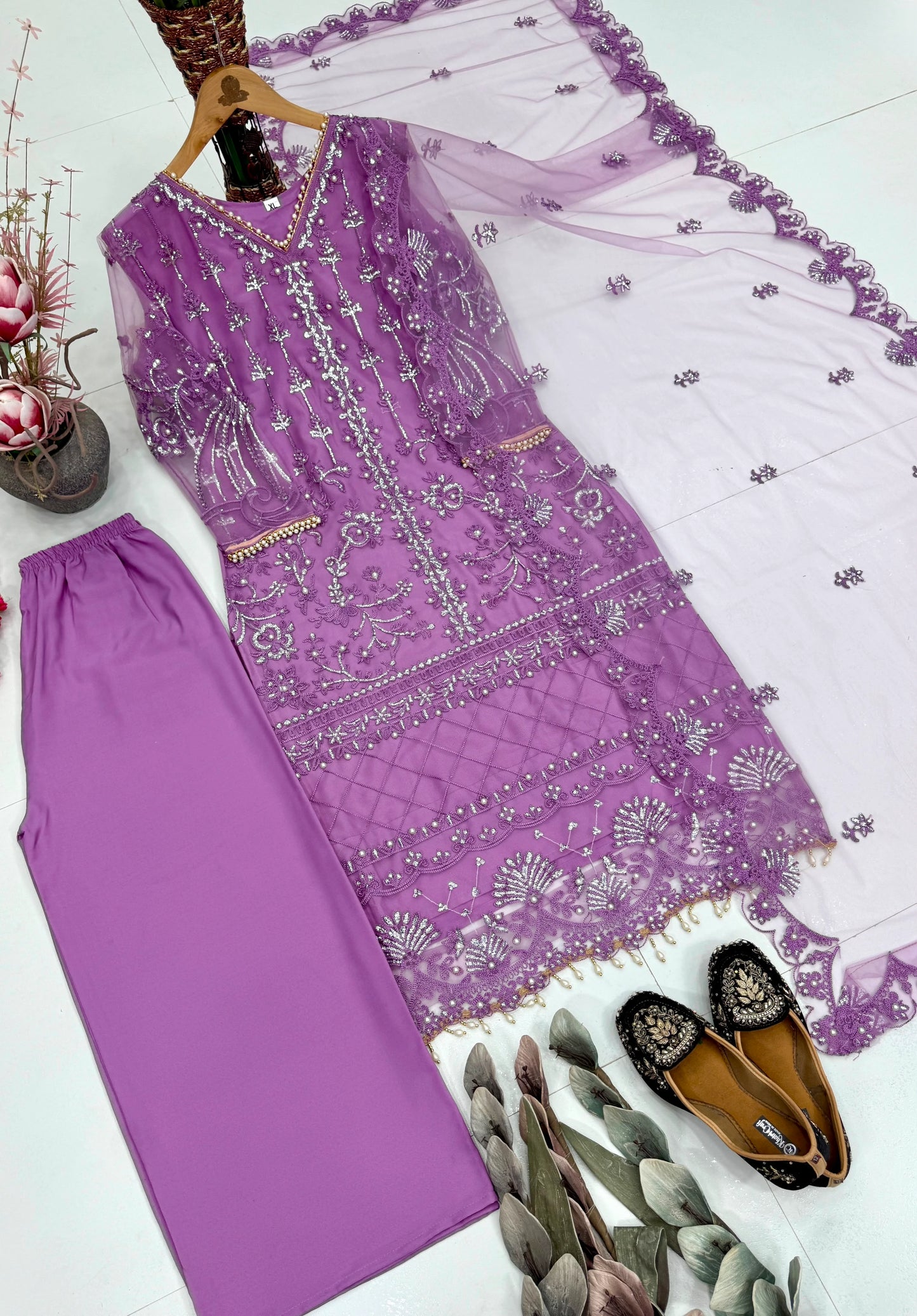 Desire Studio's Designer Heavy Soft Net Sharara Suit Set