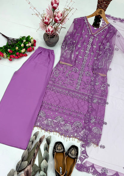 Desire Studio's Designer Heavy Soft Net Sharara Suit Set