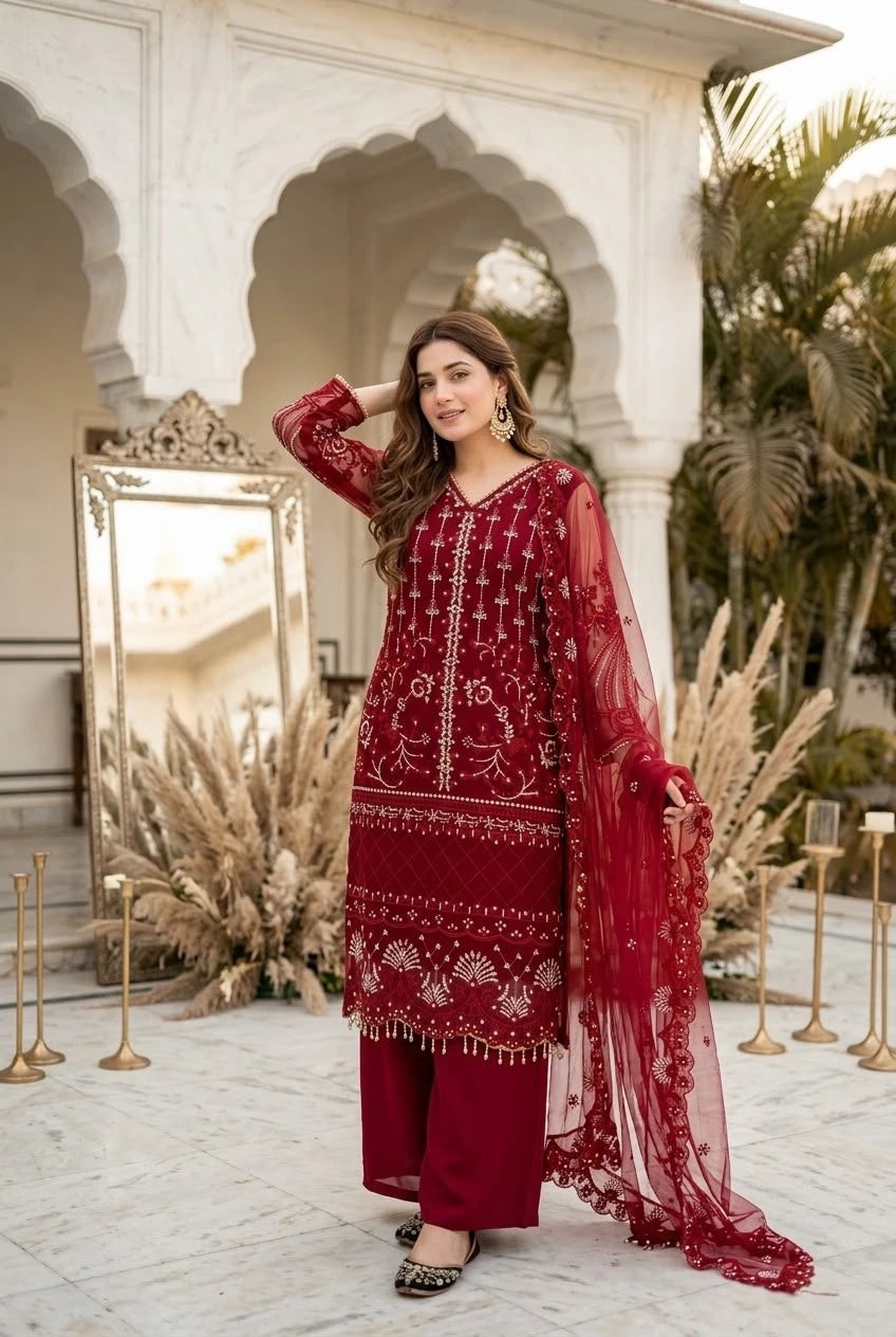 Desire Studio's Designer Heavy Soft Net Sharara Suit Set
