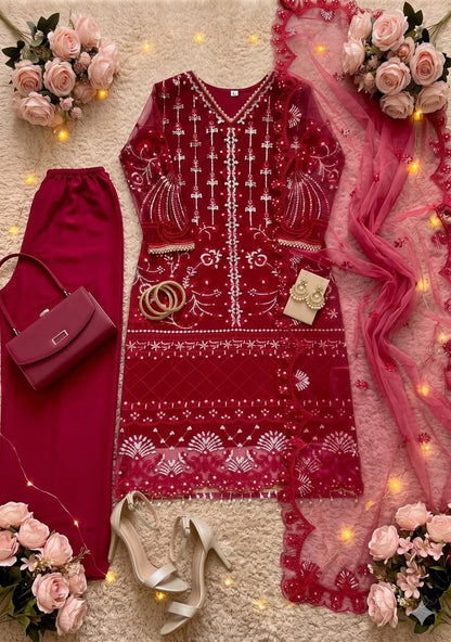 Desire Studio's Designer Heavy Soft Net Sharara Suit Set