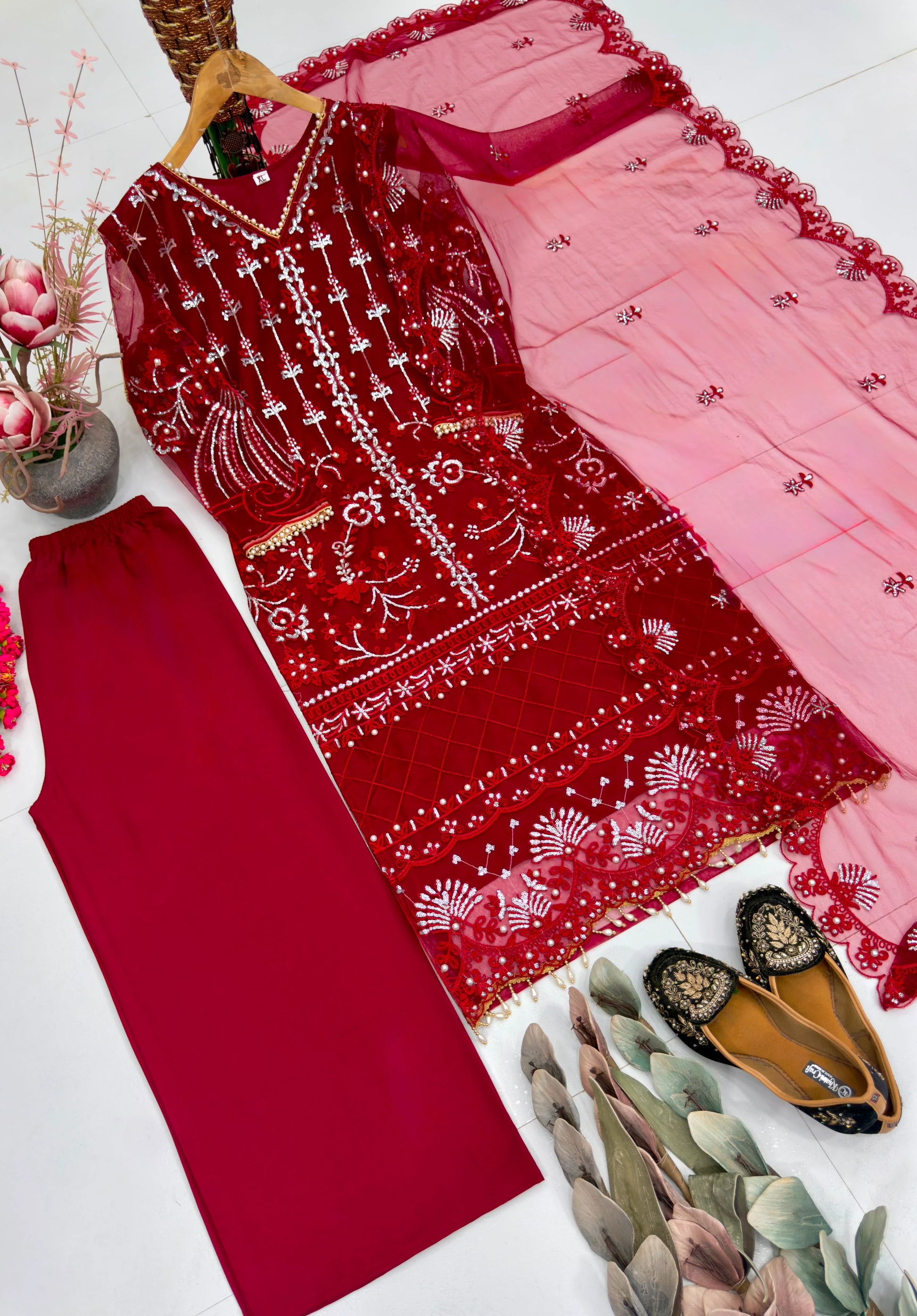 Desire Studio's Designer Heavy Soft Net Sharara Suit Set