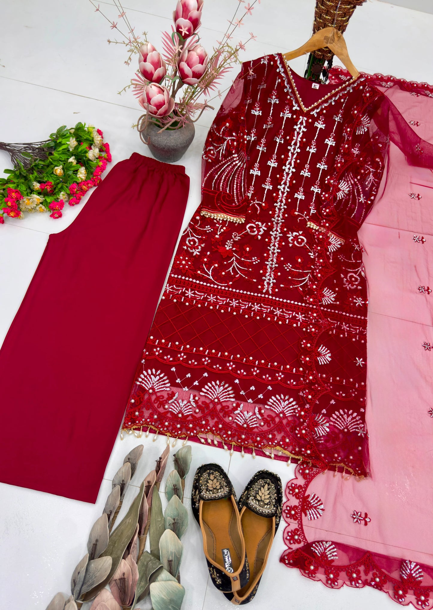 Desire Studio's Designer Heavy Soft Net Sharara Suit Set