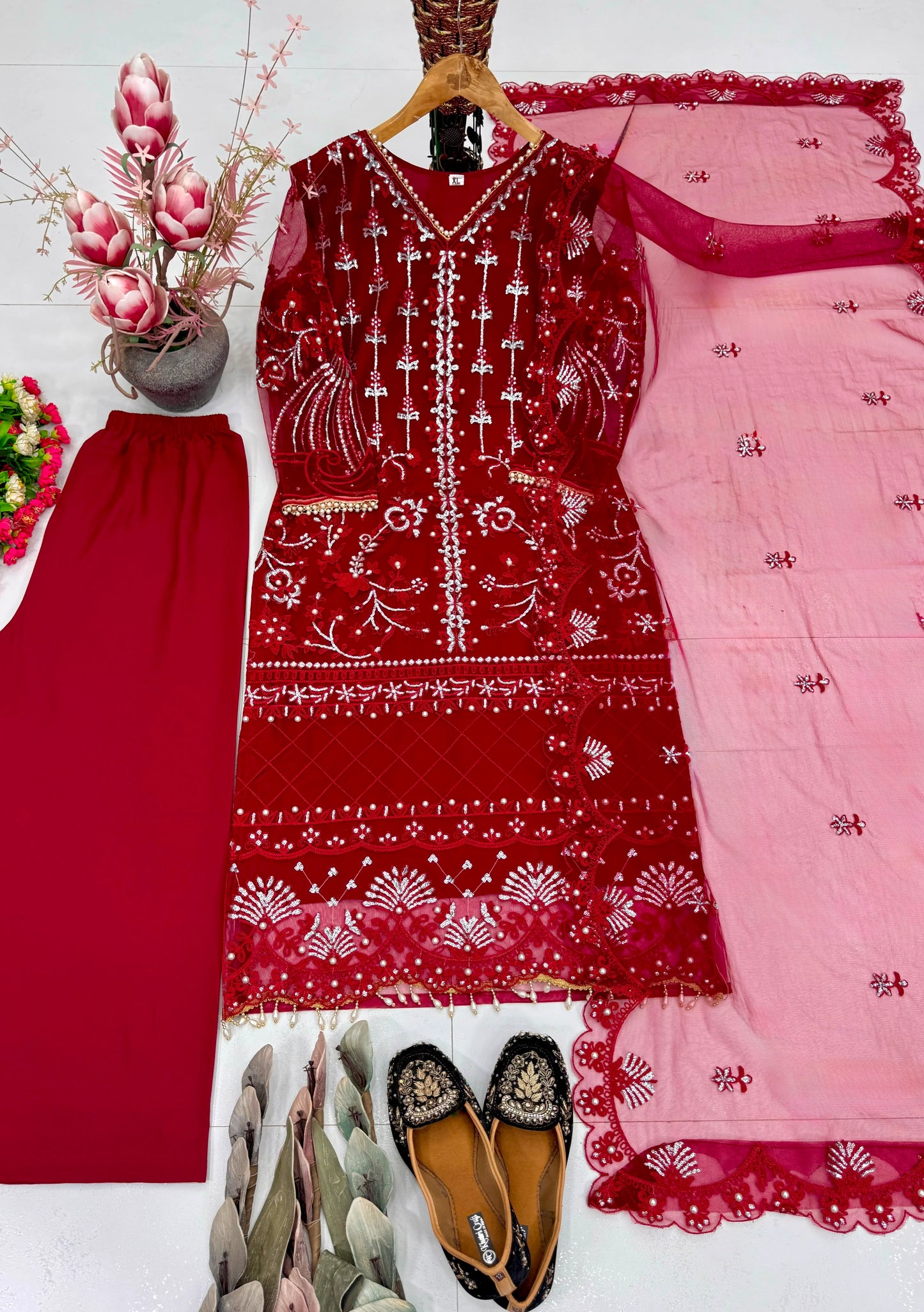 Desire Studio's Designer Heavy Soft Net Sharara Suit Set