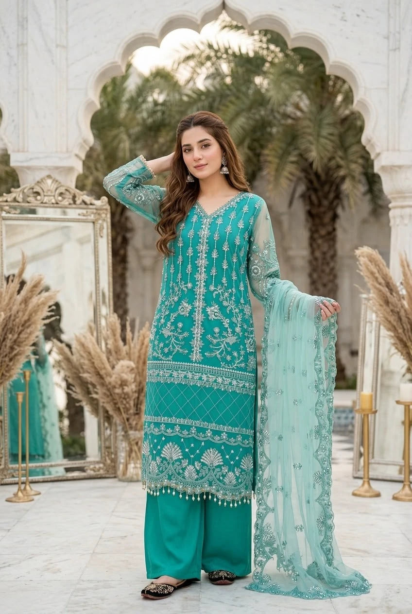 Desire Studio's Designer Heavy Soft Net Sharara Suit Set